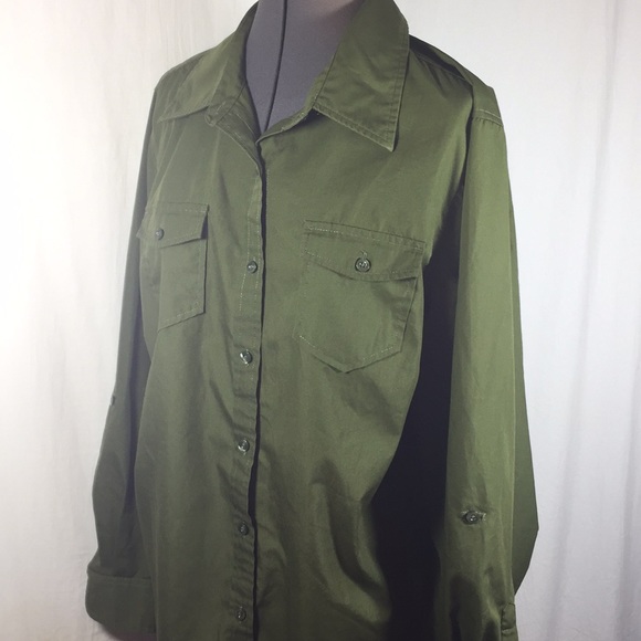 Izod Long Tab Sleeve Button Front  Blouse Size 1X - Picture 3 of 8